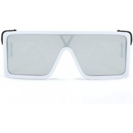 Square One Piece Square Sunglasses for Men Oversized Women Sun Glasses Retro Male Uv400 - White Frame - CA194XH0L65 $12.81