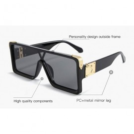 Square One Piece Square Sunglasses for Men Oversized Women Sun Glasses Retro Male Uv400 - White Frame - CA194XH0L65 $12.81