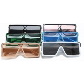 Square One Piece Square Sunglasses for Men Oversized Women Sun Glasses Retro Male Uv400 - White Frame - CA194XH0L65 $12.81