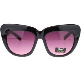 Cat Eye Giselle Trendy Womens Nerdy Thick Plastic Oversized Cat Eye Sunglasses - Black Burgundy - CQ11O55AOWV $12.14