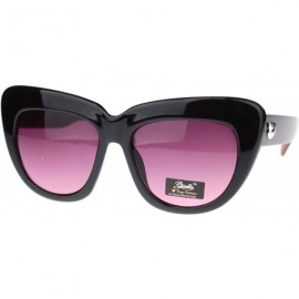 Cat Eye Giselle Trendy Womens Nerdy Thick Plastic Oversized Cat Eye Sunglasses - Black Burgundy - CQ11O55AOWV $12.14