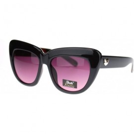 Cat Eye Giselle Trendy Womens Nerdy Thick Plastic Oversized Cat Eye Sunglasses - Black Burgundy - CQ11O55AOWV $12.14