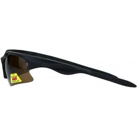 Sport TAC Polarized Sunglasses Mens Sports Half Rim Wrap Around Shades - Matte Black (Brown) - CY18OX5ZDUX $22.64