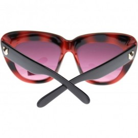 Cat Eye Giselle Trendy Womens Nerdy Thick Plastic Oversized Cat Eye Sunglasses - Black Burgundy - CQ11O55AOWV $12.14