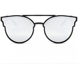 Cat Eye Women Fashion Round Cat Eye Sunglasses with Case UV400 Protection Beach - Black Frame/White Mercury Lens - CU18WOWL0D...