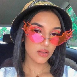 Rimless Fire Flame Rimless Sunglasses Fashion Women Cat Eye Sunglass Lady Luxury Sun Glasses UV400 Shades glasses - 1 - C4198...