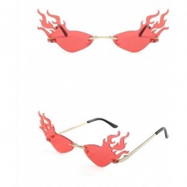 Rimless Fire Flame Rimless Sunglasses Fashion Women Cat Eye Sunglass Lady Luxury Sun Glasses UV400 Shades glasses - 1 - C4198...