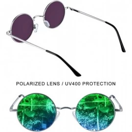 Round Polarized Lennon Round Sunglasses Women Men Circle Hippie Sun Glasses - Green Mirrored Lens - CX12EWT6MBH $11.79