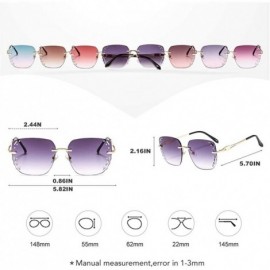 Rimless Fashion Square Sunglasses Women Ocean Lenses Diamond Decoration Sun Glasses Hollowed-out Work Rimless Eyewear - CB198...