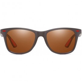 Rectangular Polarized Sunglasses Driving Photosensitive Glasses 100% UV protection - Tea/Tea - CE18SO4RA7Q $36.05