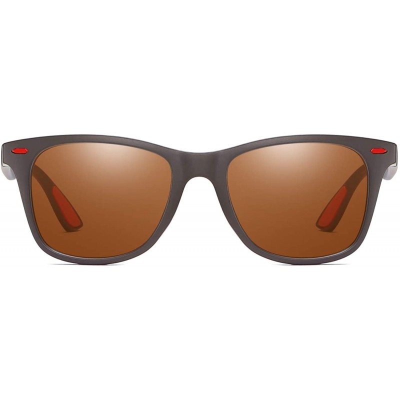 Rectangular Polarized Sunglasses Driving Photosensitive Glasses 100% UV protection - Tea/Tea - CE18SO4RA7Q $20.87