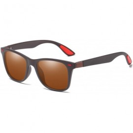 Rectangular Polarized Sunglasses Driving Photosensitive Glasses 100% UV protection - Tea/Tea - CE18SO4RA7Q $20.87