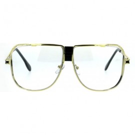 Oversized Retro Nerdy Metal Rim Mob Oversize Pilot Clear Lens Eye Glasses - Gold - C1183IOZTG4 $9.42