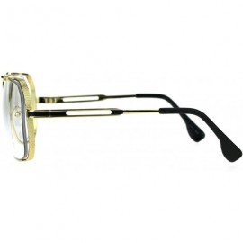 Oversized Retro Nerdy Metal Rim Mob Oversize Pilot Clear Lens Eye Glasses - Gold - C1183IOZTG4 $9.42