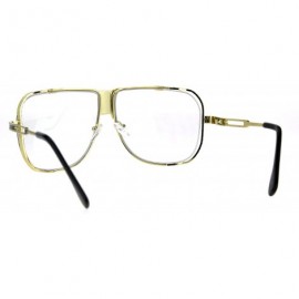 Oversized Retro Nerdy Metal Rim Mob Oversize Pilot Clear Lens Eye Glasses - Gold - C1183IOZTG4 $9.42