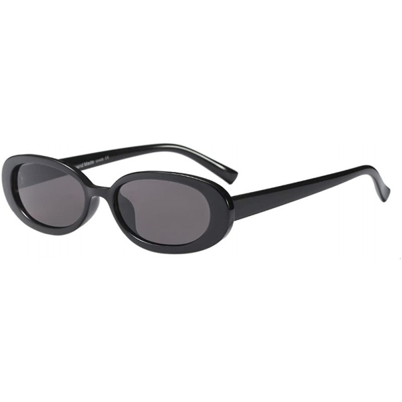 Goggle Casual Resin Oval Retro Ladies Sunglasses Women Goggles & Glasses Case - Black - C018G7ZICI8 $7.66