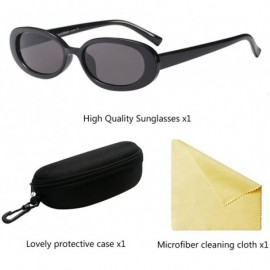 Goggle Casual Resin Oval Retro Ladies Sunglasses Women Goggles & Glasses Case - Black - C018G7ZICI8 $7.66