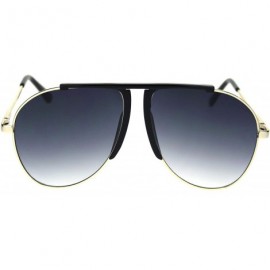 Oversized Retro Vintage Wiseguy Bridgeless Flat Top Mob Racer Sunglasses - Black Gold Smoke - CI18QA4EL77 $11.82