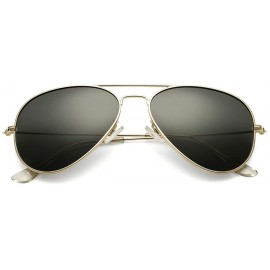 Round Aviator Mirrored Flat Lens Sunglasses Metal Frame for Men and Women UV400- 62mm - Gold/Grey - CC18OZUZHC8 $13.16