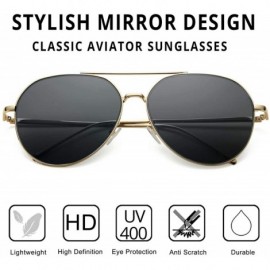 Round Aviator Mirrored Flat Lens Sunglasses Metal Frame for Men and Women UV400- 62mm - Gold/Grey - CC18OZUZHC8 $13.16