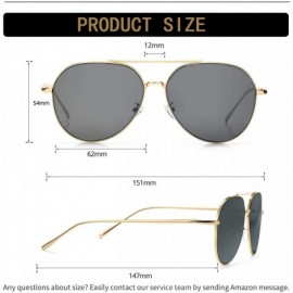 Round Aviator Mirrored Flat Lens Sunglasses Metal Frame for Men and Women UV400- 62mm - Gold/Grey - CC18OZUZHC8 $13.16