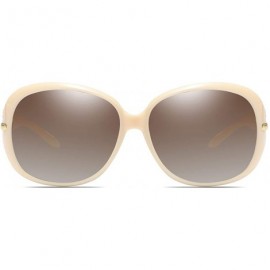 Oversized Polarized HD Sunglasses for Women Polarized Metal Mirror UV 400 Lens Protection - Apricot - CU198O4LA03 $16.66