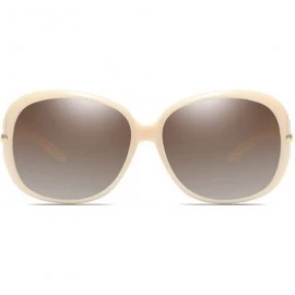 Oversized Polarized HD Sunglasses for Women Polarized Metal Mirror UV 400 Lens Protection - Apricot - CU198O4LA03 $32.89