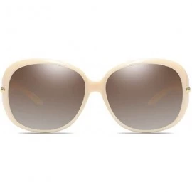 Oversized Polarized HD Sunglasses for Women Polarized Metal Mirror UV 400 Lens Protection - Apricot - CU198O4LA03 $16.66