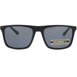 Rectangular Polarized Mens Flat Top Thin Plastic Carbon Fiber Trim Elegant Sunglasses - Matte Black - C718OK7REY9 $9.21