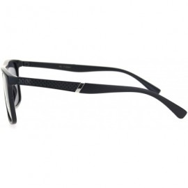 Rectangular Polarized Mens Flat Top Thin Plastic Carbon Fiber Trim Elegant Sunglasses - Matte Black - C718OK7REY9 $9.21