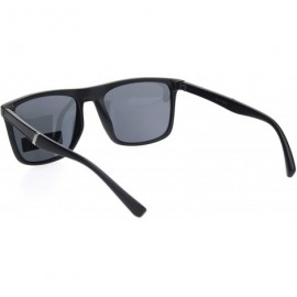 Rectangular Polarized Mens Flat Top Thin Plastic Carbon Fiber Trim Elegant Sunglasses - Matte Black - C718OK7REY9 $9.21