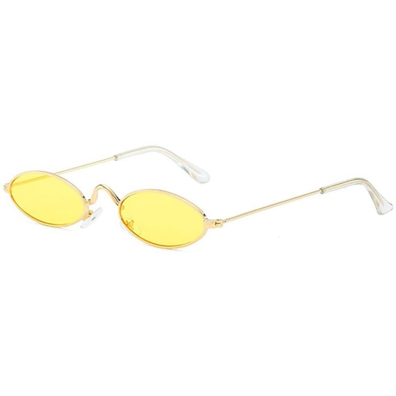 Oval Unisex Small Frame Oval Sunglasses Metal Ocean Sunglasses Trendy Fashion Glasses - E - CM196WXTDTG $7.60