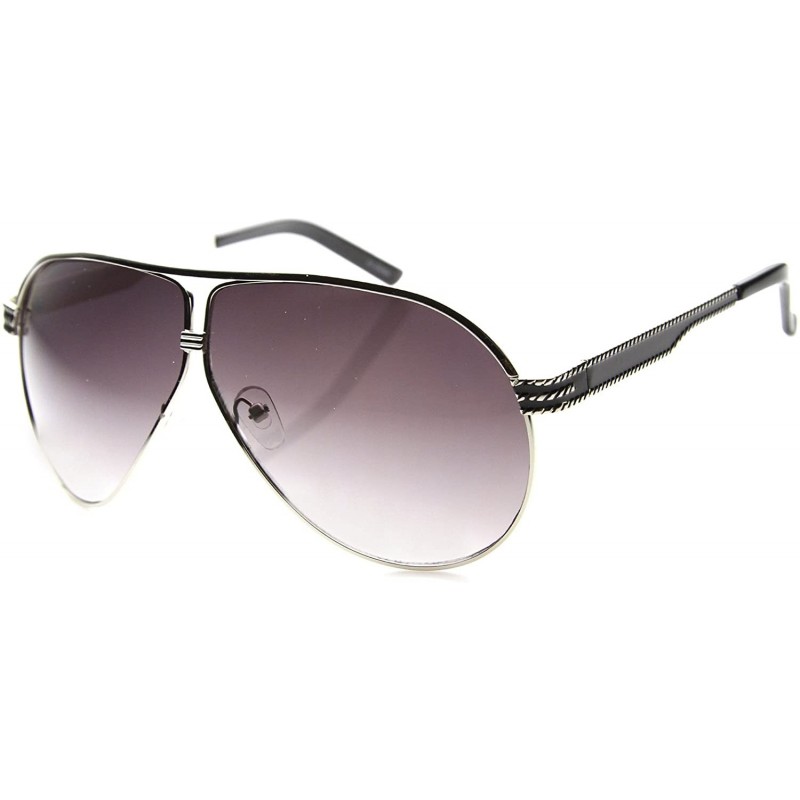 Aviator Classic Full Metal Frame Crossbar Teardrop Shape Lens Aviator Sunglasses 52mm - Silver / Lavender - C6124YG9QFH $10.29