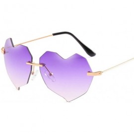 Rimless Rimless Heart Heart Retro multilateral Irregular Sunglasses for Women - 6 - CP198SI9RGD $26.54