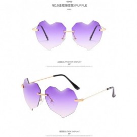 Rimless Rimless Heart Heart Retro multilateral Irregular Sunglasses for Women - 6 - CP198SI9RGD $26.54