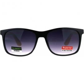 Rectangular Mens Bamboo Wood Arm Plastic Horn Rim Hipster Sunglasses - Shiny Black Smoke - C718CA7588K $11.97