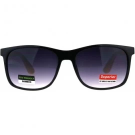 Rectangular Mens Bamboo Wood Arm Plastic Horn Rim Hipster Sunglasses - Shiny Black Smoke - C718CA7588K $22.71
