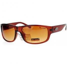 Rectangular HD High Definition Lens Sunglasses Biker Rectangular Frame UV 400 - Brown - CU186KZ6O4C $8.59