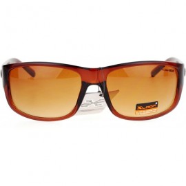 Rectangular HD High Definition Lens Sunglasses Biker Rectangular Frame UV 400 - Brown - CU186KZ6O4C $8.59