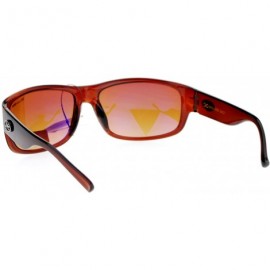 Rectangular HD High Definition Lens Sunglasses Biker Rectangular Frame UV 400 - Brown - CU186KZ6O4C $8.59