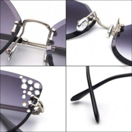 Cat Eye Rimless Rhinestone Sunglasses Women Cat Eye Luxury Sun Glasses Women Decoration - Gold With Brown - CJ18O9N6AMU $10.06