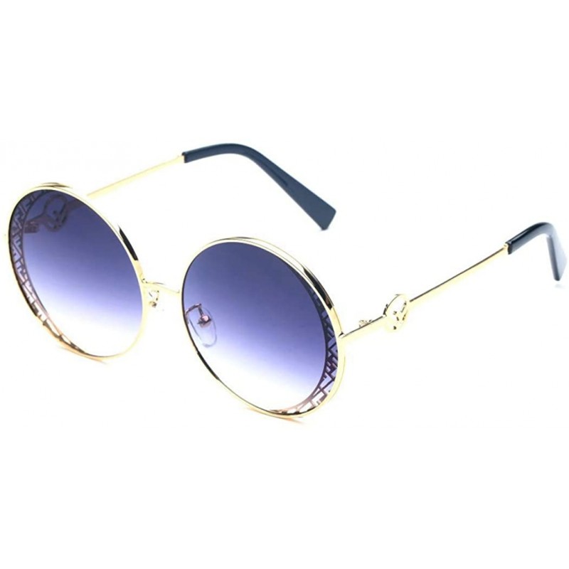 Round Fashion Metal Frame Sunglasses- Metal Round Retro Fashion Trend Sunglasses - E - CB18SMTYC5A $40.68