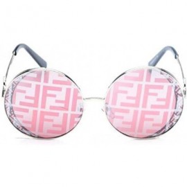 Round Fashion Metal Frame Sunglasses- Metal Round Retro Fashion Trend Sunglasses - E - CB18SMTYC5A $40.68