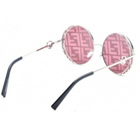 Round Fashion Metal Frame Sunglasses- Metal Round Retro Fashion Trend Sunglasses - E - CB18SMTYC5A $40.68