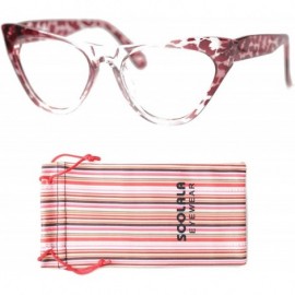 Rimless Womens Leopard Pattern Cat Eye Reading Glasses Quality Eye Glass Frame - Red Leopard - C818IG2YRNZ $10.50