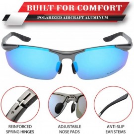 Rimless Polarized Rectangular Al-Mg Metal Half Frame Driving Sport Sunglasses For Men - CX18HM8DALI $28.98