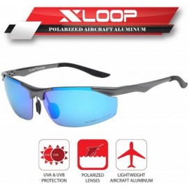 Rimless Polarized Rectangular Al-Mg Metal Half Frame Driving Sport Sunglasses For Men - CX18HM8DALI $28.98