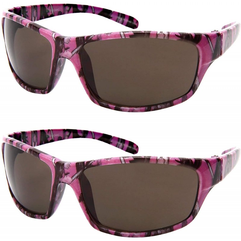 Oval Women Wrap Style Sunglasses Pink Camo Design Sunglasses Purple for Women - E70010camo-sd-2(set2) - CU18XUY9ME0 $11.47