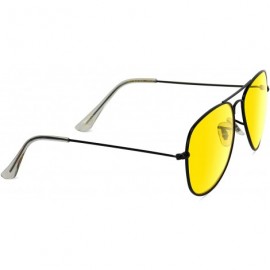 Aviator Classic Aviator Style Metal Frame Sunglasses Colored Lens - Black Frame/ Yellow Tinted Lens - CY1215QNXU3 $15.68