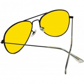 Aviator Classic Aviator Style Metal Frame Sunglasses Colored Lens - Black Frame/ Yellow Tinted Lens - CY1215QNXU3 $15.68